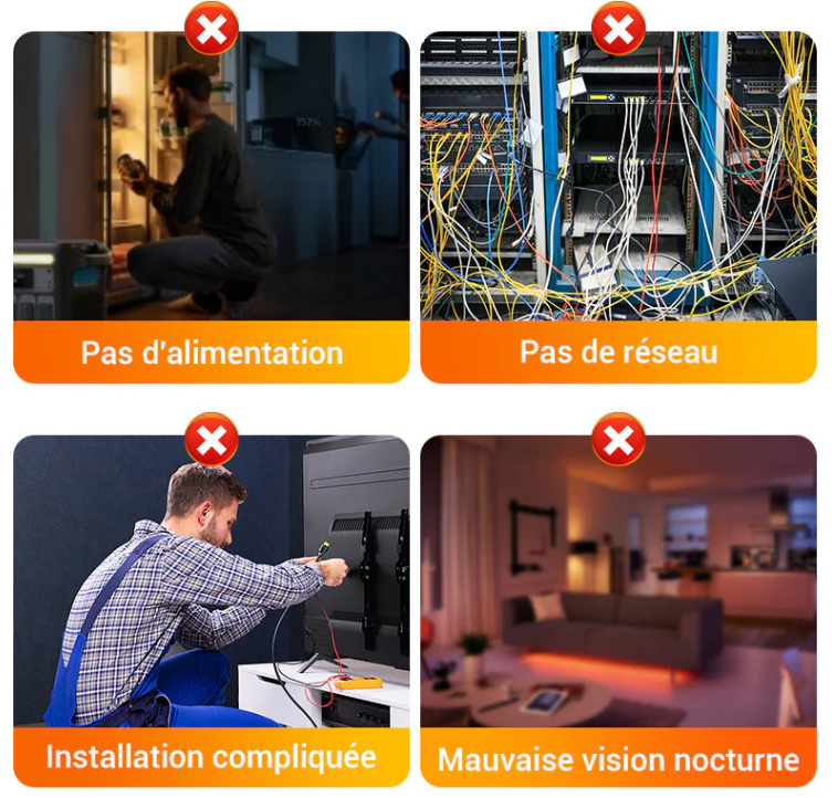 Caméra de surveillance haute définition sans fil avec vision nocturne